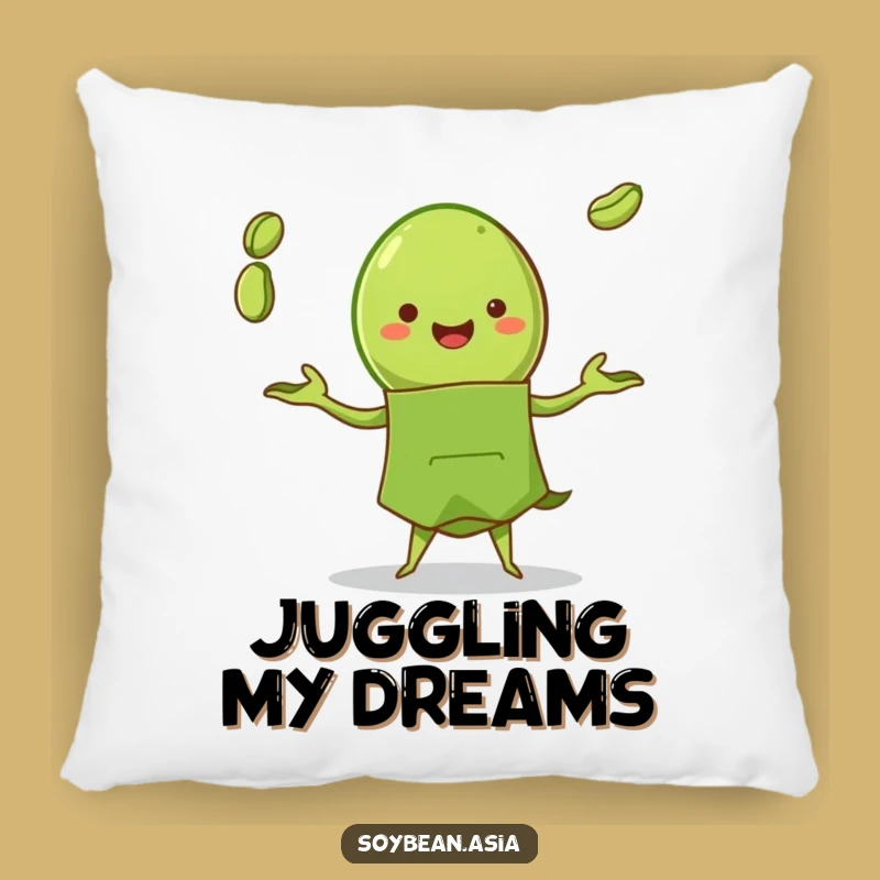 Funny Edamame Juggler Pillow: Comfy Cuddles with Culinary Comedy