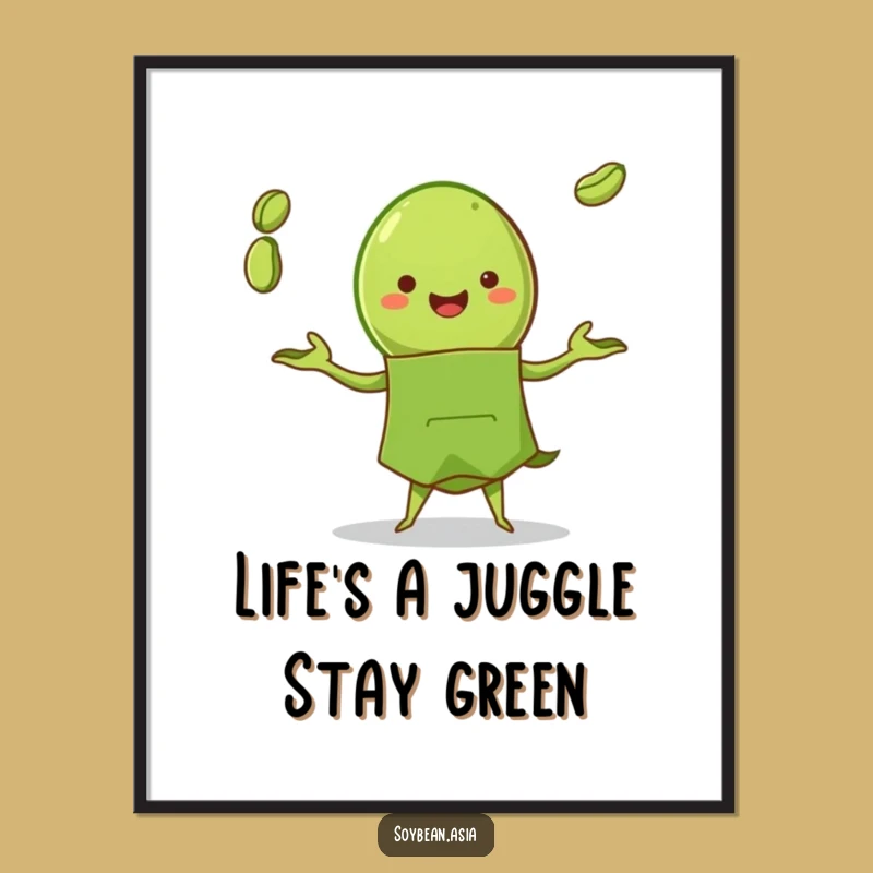 Funny Free Printable Wall Art: Juggling Edamame Pod Adds Humorous Decor To Your Home!