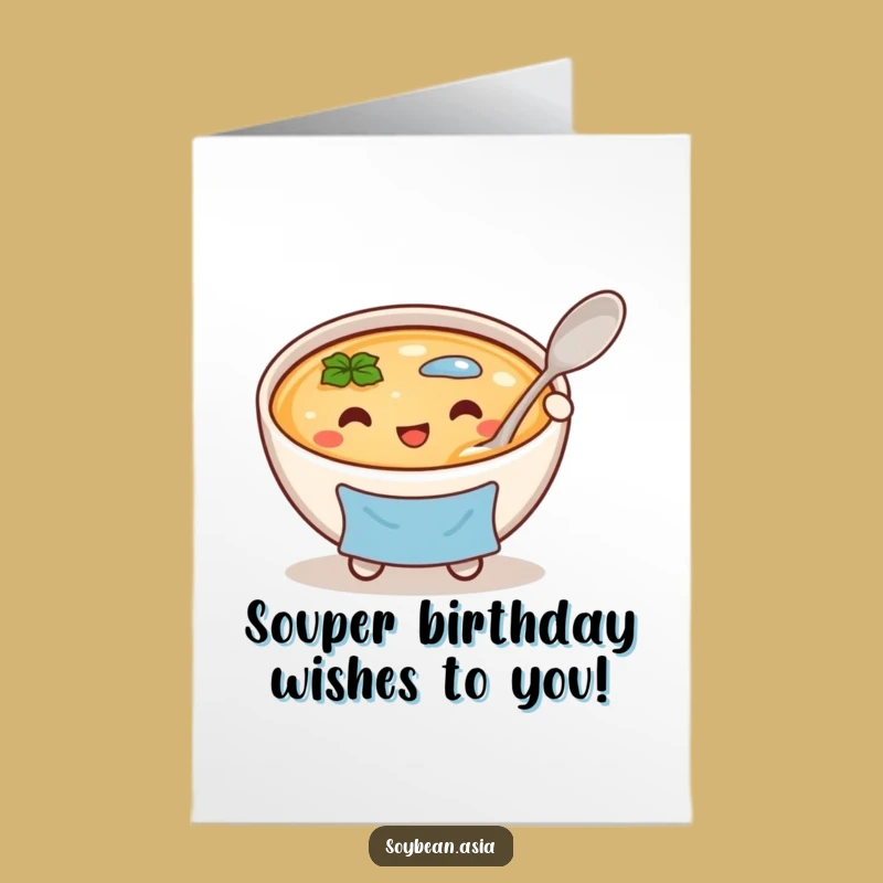 Free Printable Birthday Card: Cheerful Miso Bowl Wishes Happy Birthday With Printable Joy!